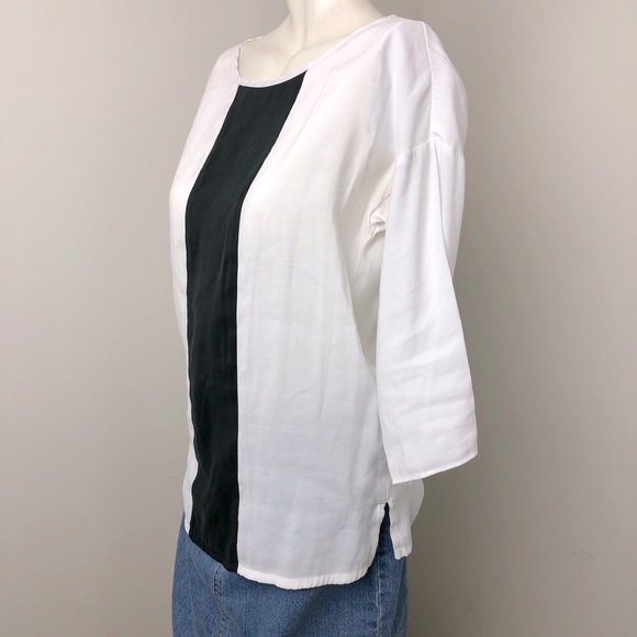 Bianca Nygard White/Black Half Sleeve Blouse Size 6 - Picture 5 of 10